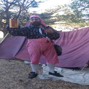 guy with red trousers and tankard