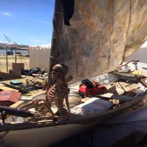 skeleton on boat